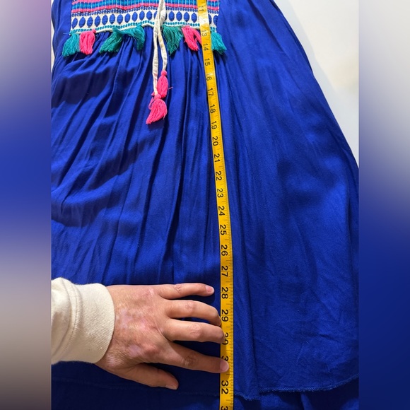 Judith March Boutique Royal Blue Embroidered Tassel Spring/Summer Dress Medium - Picture 6 of 9